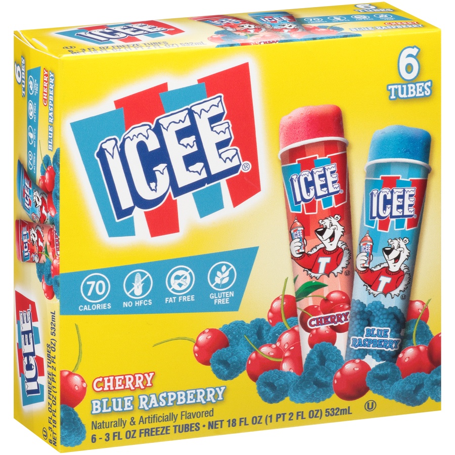 slide 2 of 8, ICEE Frozen Raspberry and Wild Cherry Tubes - 18oz/6ct, 6 ct; 18 oz