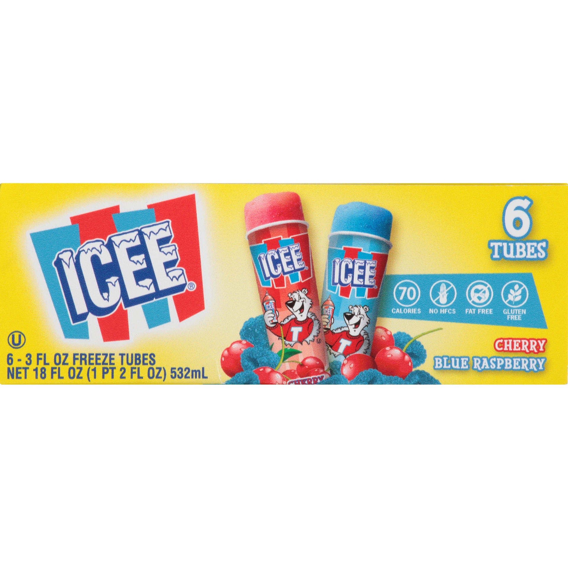 slide 4 of 8, ICEE Frozen Raspberry and Wild Cherry Tubes - 18oz/6ct, 6 ct; 18 oz