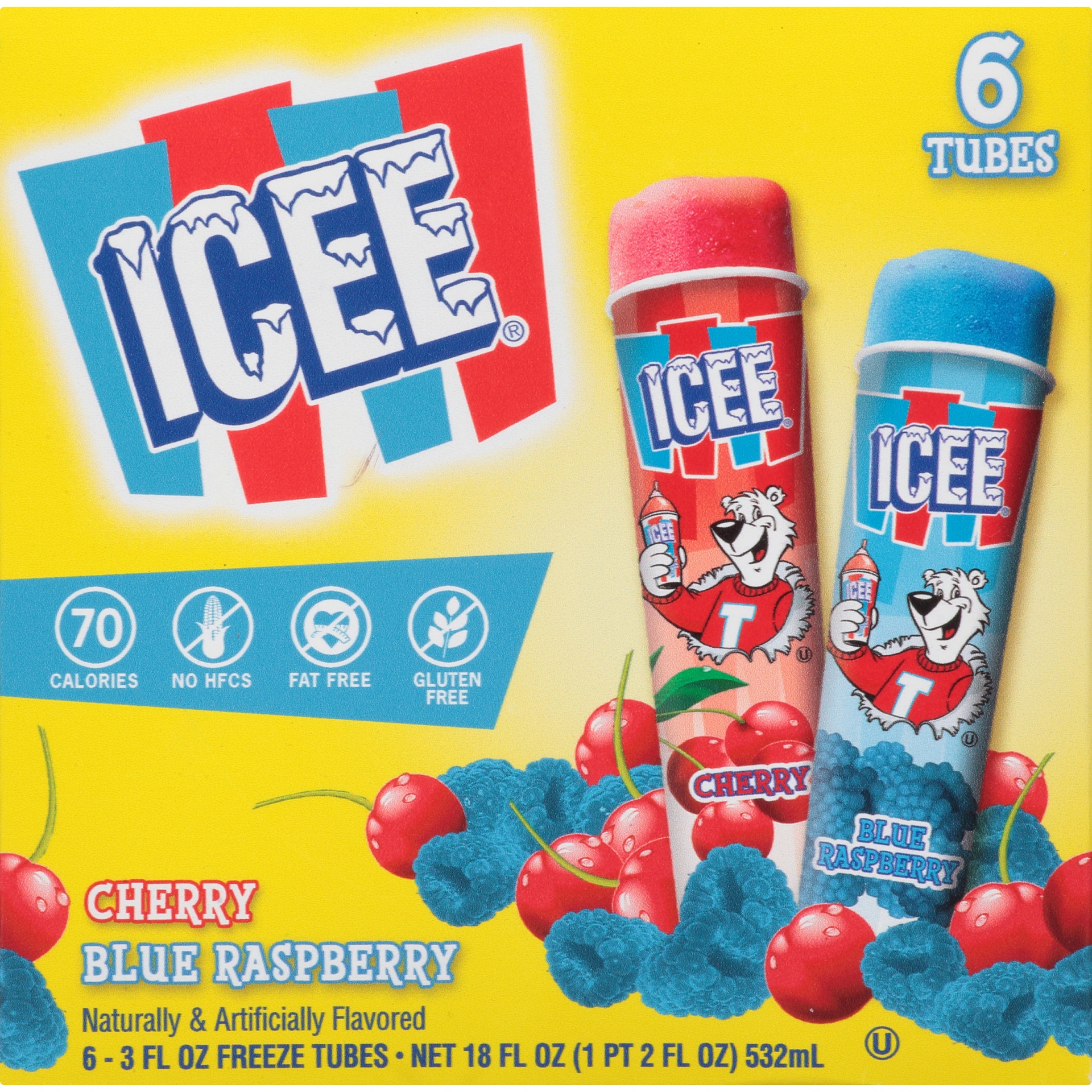 slide 6 of 8, ICEE Frozen Raspberry and Wild Cherry Tubes - 18oz/6ct, 6 ct; 18 oz