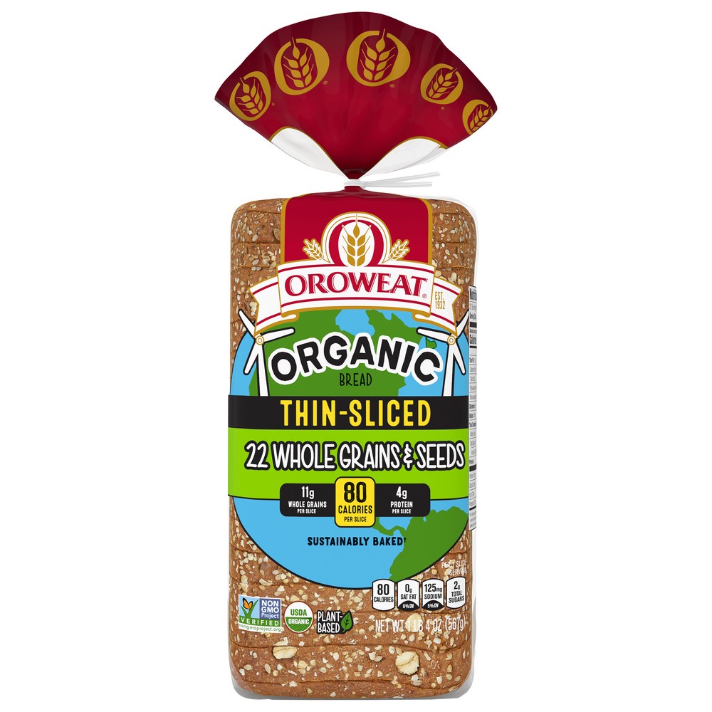 slide 1 of 1, Oroweat Thin-Sliced Organic Bread 20 oz, 20 oz