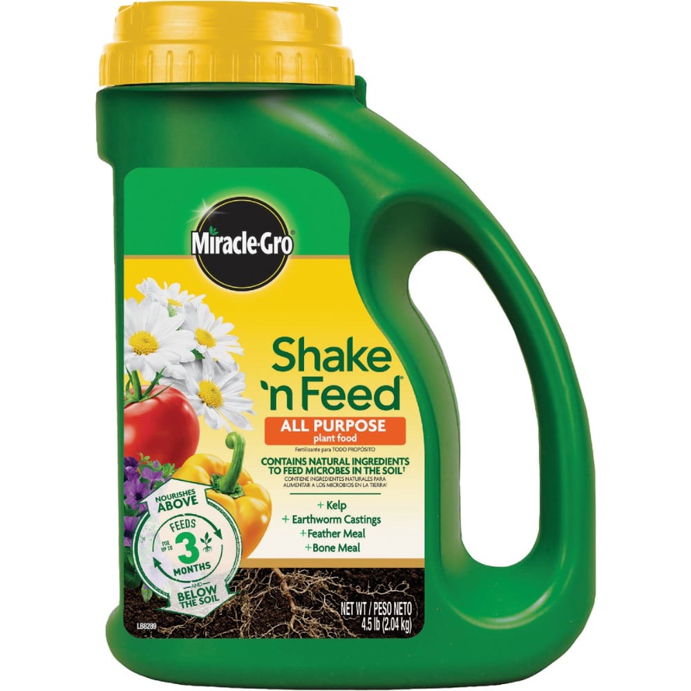 slide 4 of 6, Miracle-Gro Shake 'N Feed All Purpose Continuous Release Plant Food 4.5lb, 4.5 lb