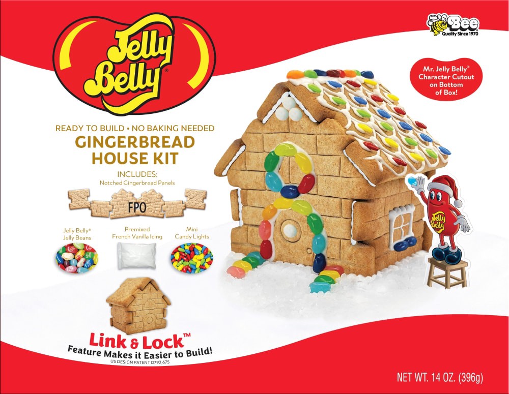 slide 1 of 1, Bee International Jelly Belly Christmas Small Cottage Gingerbread House Kit, 14 oz