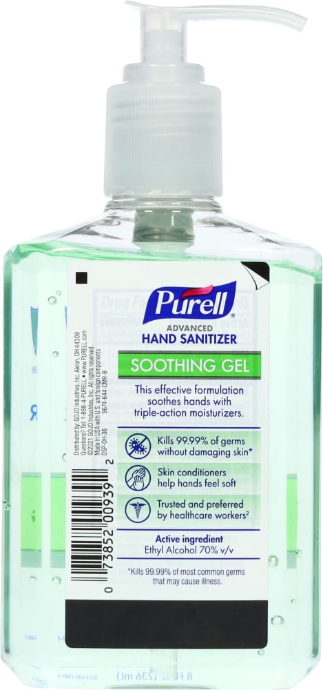 slide 2 of 3, PURELL Advanced Hand Sanitizer Soothing Gel, 8 fl oz Table Top Pump Bottle, 8 fl oz