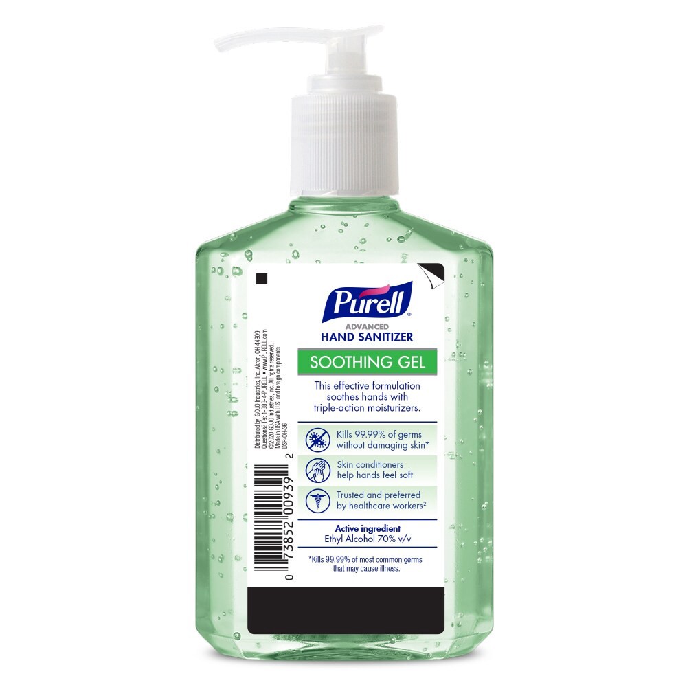 slide 2 of 2, PURELL Advanced Hand Sanitizer Soothing Gel, 8 fl oz Table Top Pump Bottle, 8 fl oz