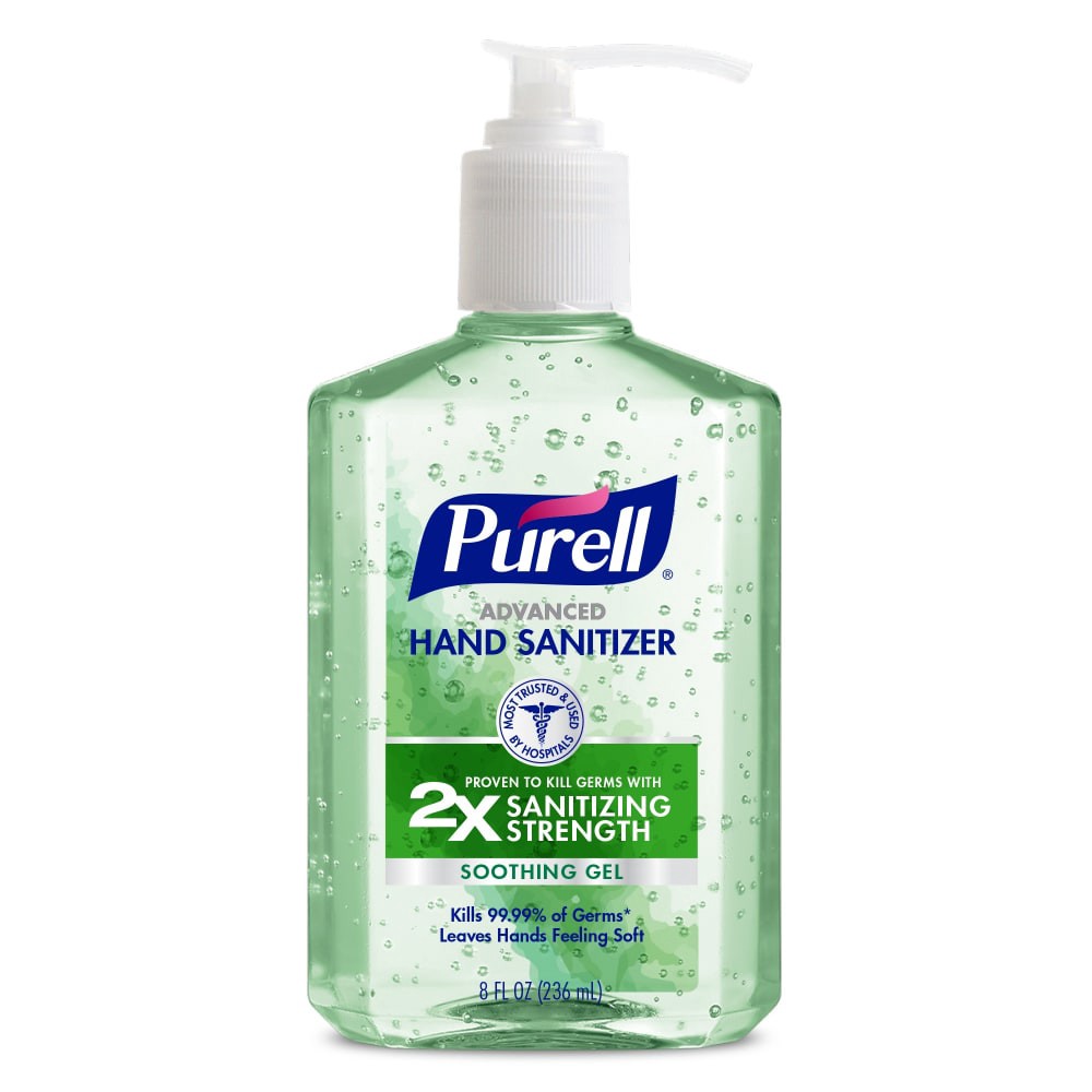 slide 3 of 3, PURELL Advanced Hand Sanitizer Soothing Gel, 8 fl oz Table Top Pump Bottle, 8 fl oz