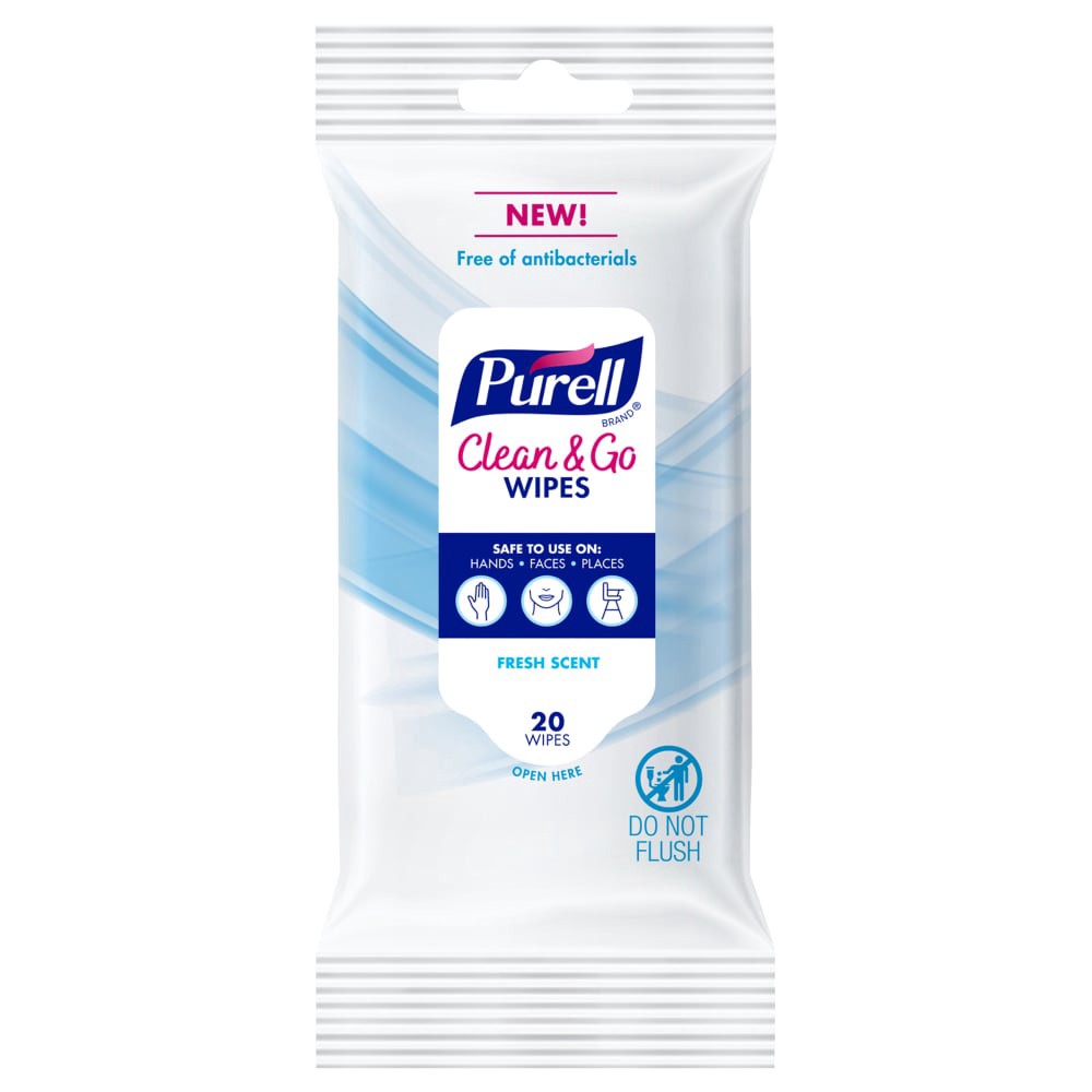 slide 1 of 2, Purell Clean & Go Wipes, 20 ct