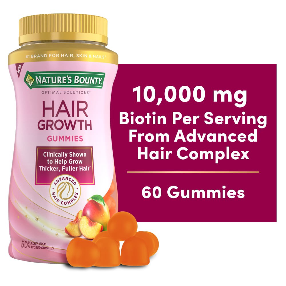 slide 6 of 6, Nature's Bounty Optimal Solutions Hair Growth Gummies, 60 Ct, 60 ct