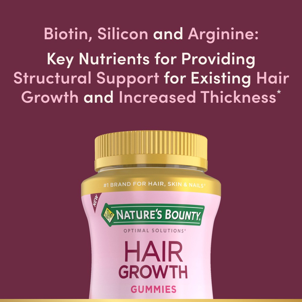 slide 3 of 6, Nature's Bounty Optimal Solutions Hair Growth Gummies, 60 Ct, 60 ct