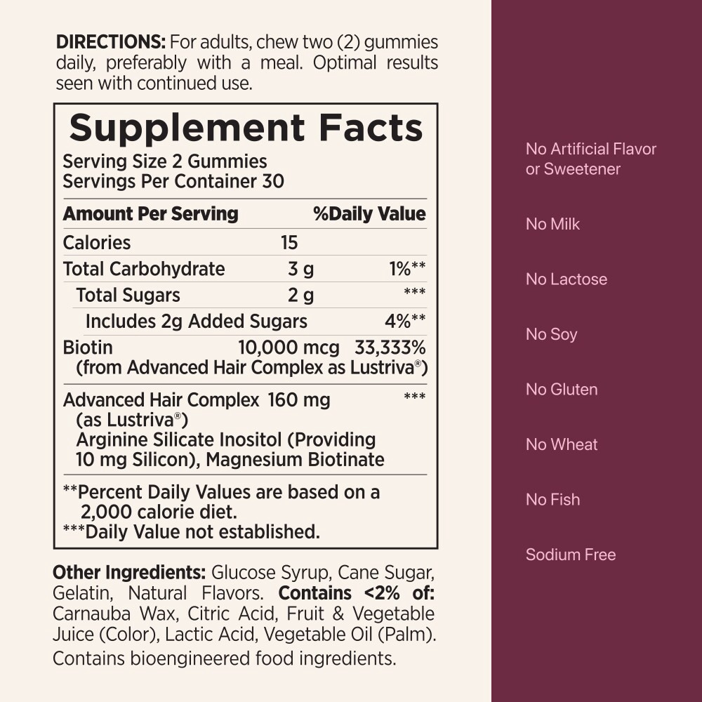 slide 5 of 6, Nature's Bounty Optimal Solutions Hair Growth Gummies, 60 Ct, 60 ct