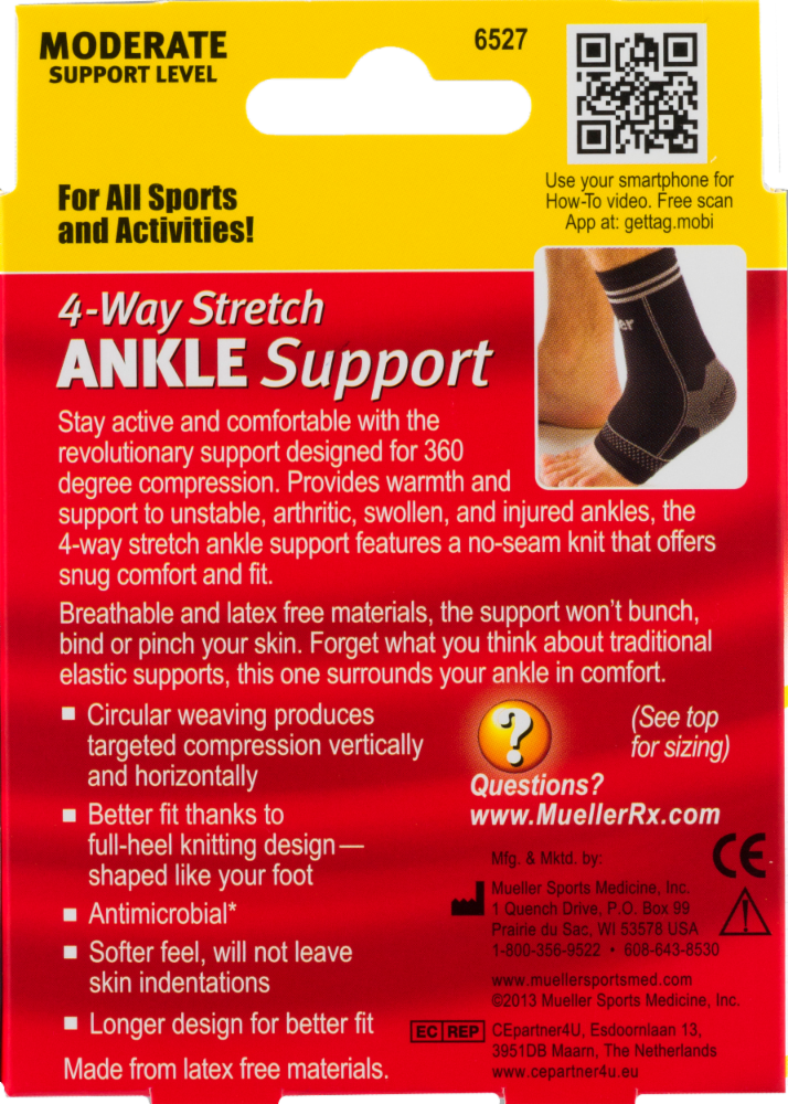 slide 3 of 3, Mueller Small/Medium 4-Way Stretch Ankle Support, 1 ct