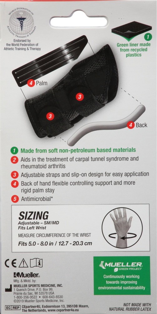 slide 3 of 4, Mueller Small/Medium Fitted Left Hand Wrist Brace, 1 ct