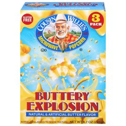 Cousin Willie's Microwave Buttery Explosion Popcorn, 3 Each