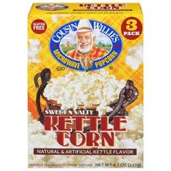 Cousin Willie's Microwave Sweet & Salty Kettle Corn Popcorn 3 Each