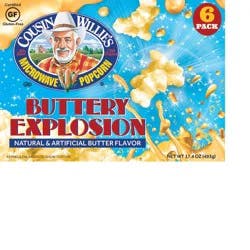 Cousin Willie's Microwave Popcorn Buttery Explosion - 6 ct