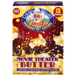 Cousin Willie's Movie Theater Butter Microwave Popcorn 3 Each