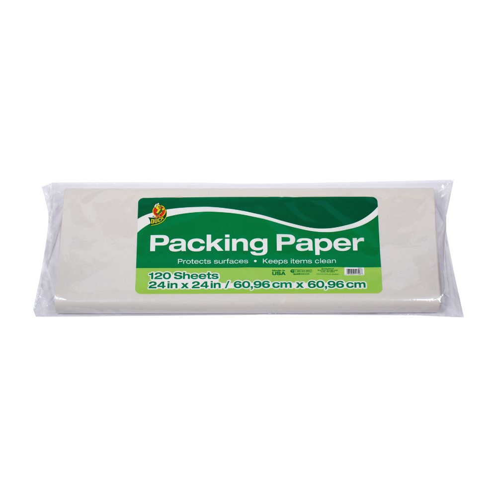 slide 2 of 2, Duck Brand Packing Paper, 24" x 24" Sheets, Pack of, White, 24 in