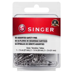 Singer Assorted Sized Safety Pins, 50 Count