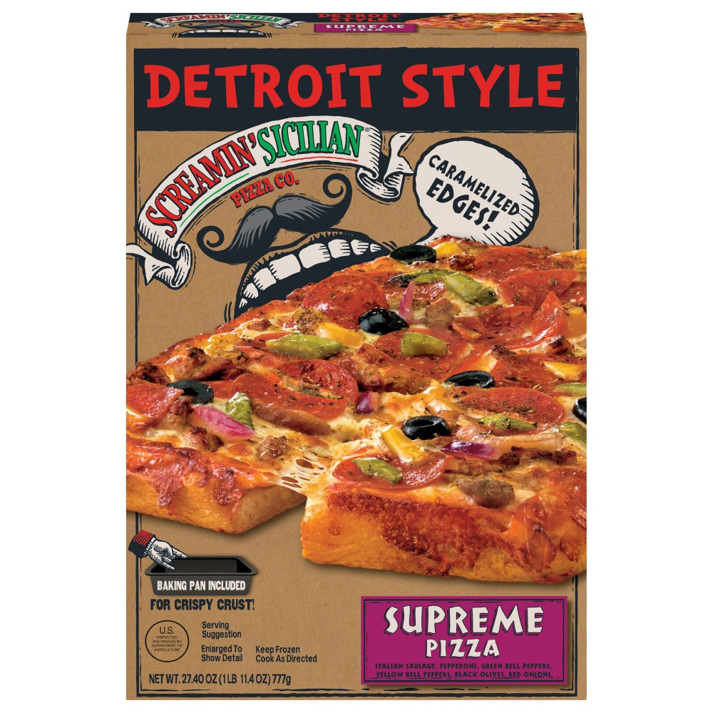 slide 3 of 6, Screamin' Sicilian Supreme Detroit Style Frozen Pizza, 27.4 oz