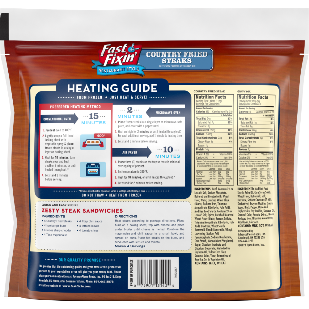 slide 2 of 5, Fast Fixin Restaurant Style Country Fried Steaks with Gravy Mix, 22.75 oz, 22.75 oz