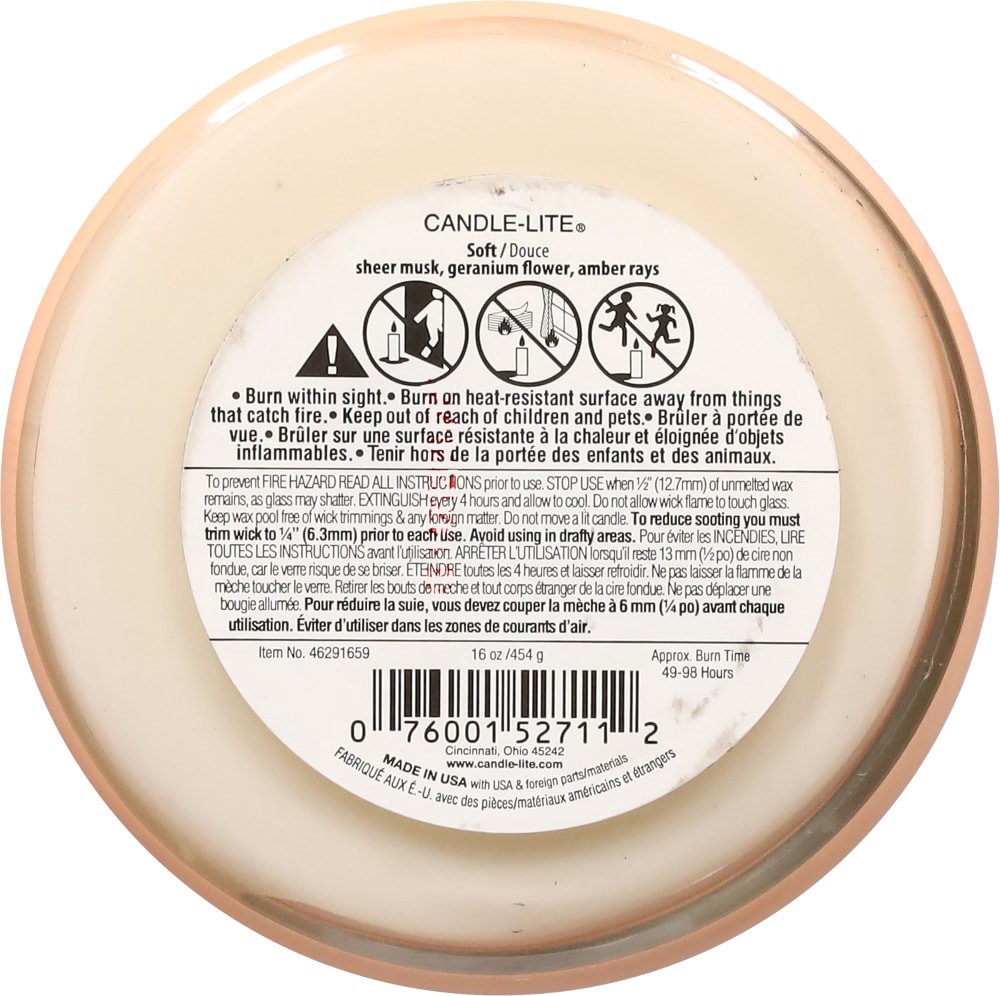 slide 4 of 6, Pure Soft Amber + Geranium Flower Candle 1 ea, 1 ct