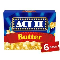 Act II Butter Microwave Popcorn 6 - 2.75 oz Bags