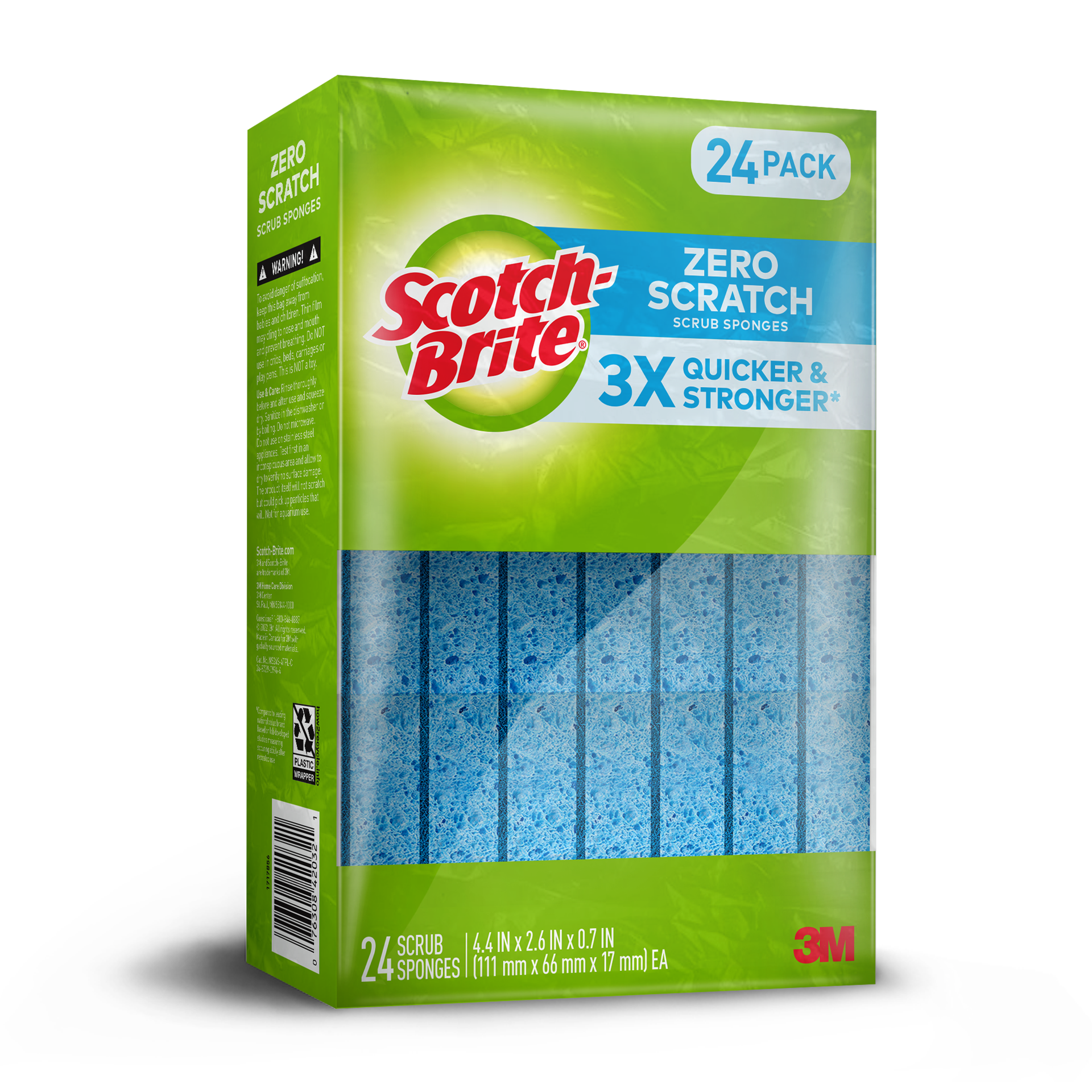 slide 2 of 3, Scotch-Brite Scrub Sponges, Zero Scratch, Blue, 