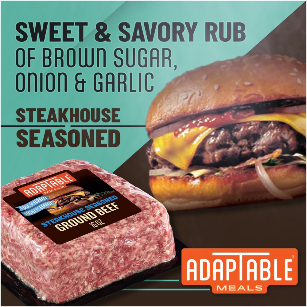 slide 3 of 4, AdapTable® Steakhouse Seasoned Ground Beef, 16 oz