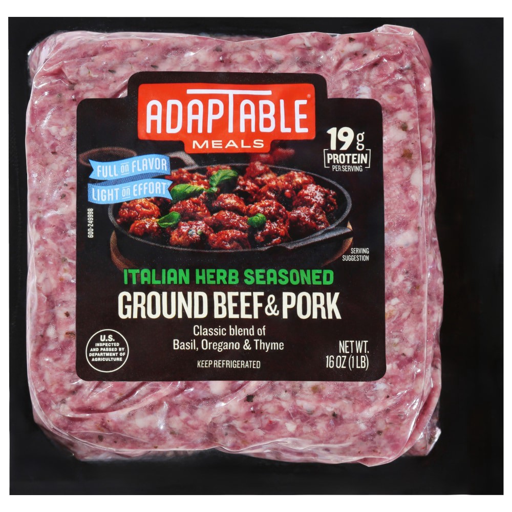 slide 3 of 3, AdapTable® Italian Herb Seasoned Ground Beef and Pork, 16 oz