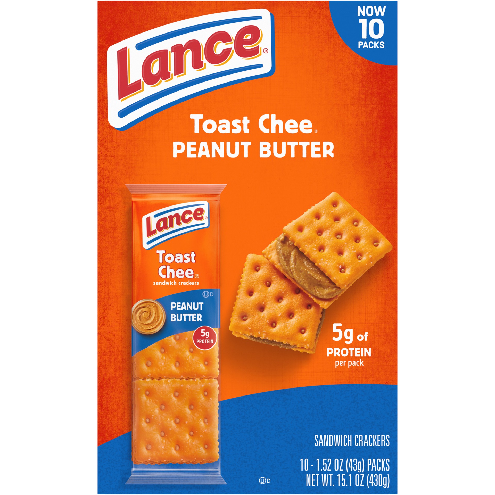 slide 5 of 5, Lance ToastChee Peanut Butter Sandwich Crackers, 15.100 oz