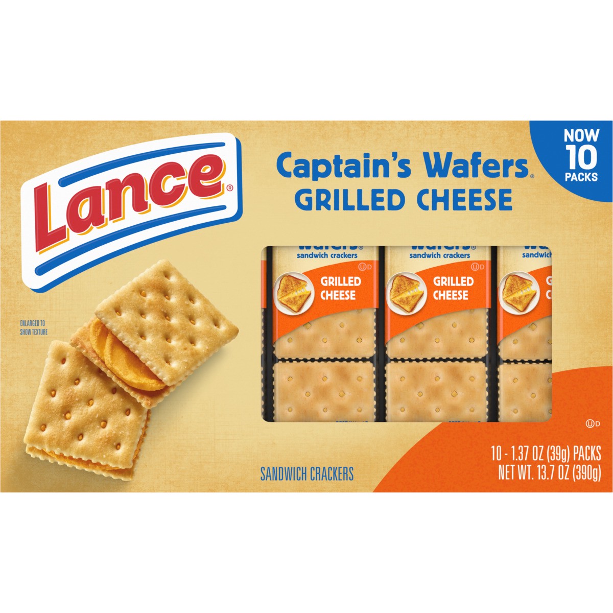 slide 4 of 12, Lance Captain's Grilled Cheese Sandwich Crackers, 13.700 oz