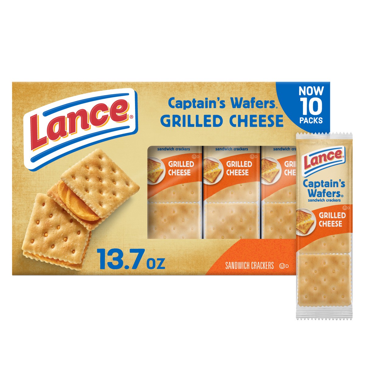 slide 5 of 12, Lance Captain's Grilled Cheese Sandwich Crackers, 13.700 oz