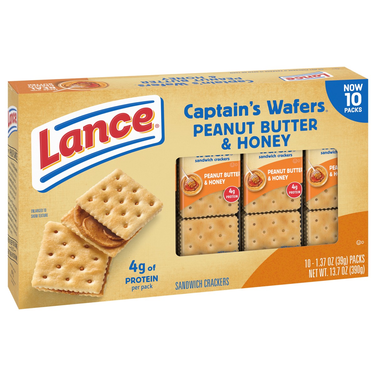 slide 10 of 13, Lance Captain's Wafers Peanut Butter and Honey Sandwich Crackers, 13.700 oz