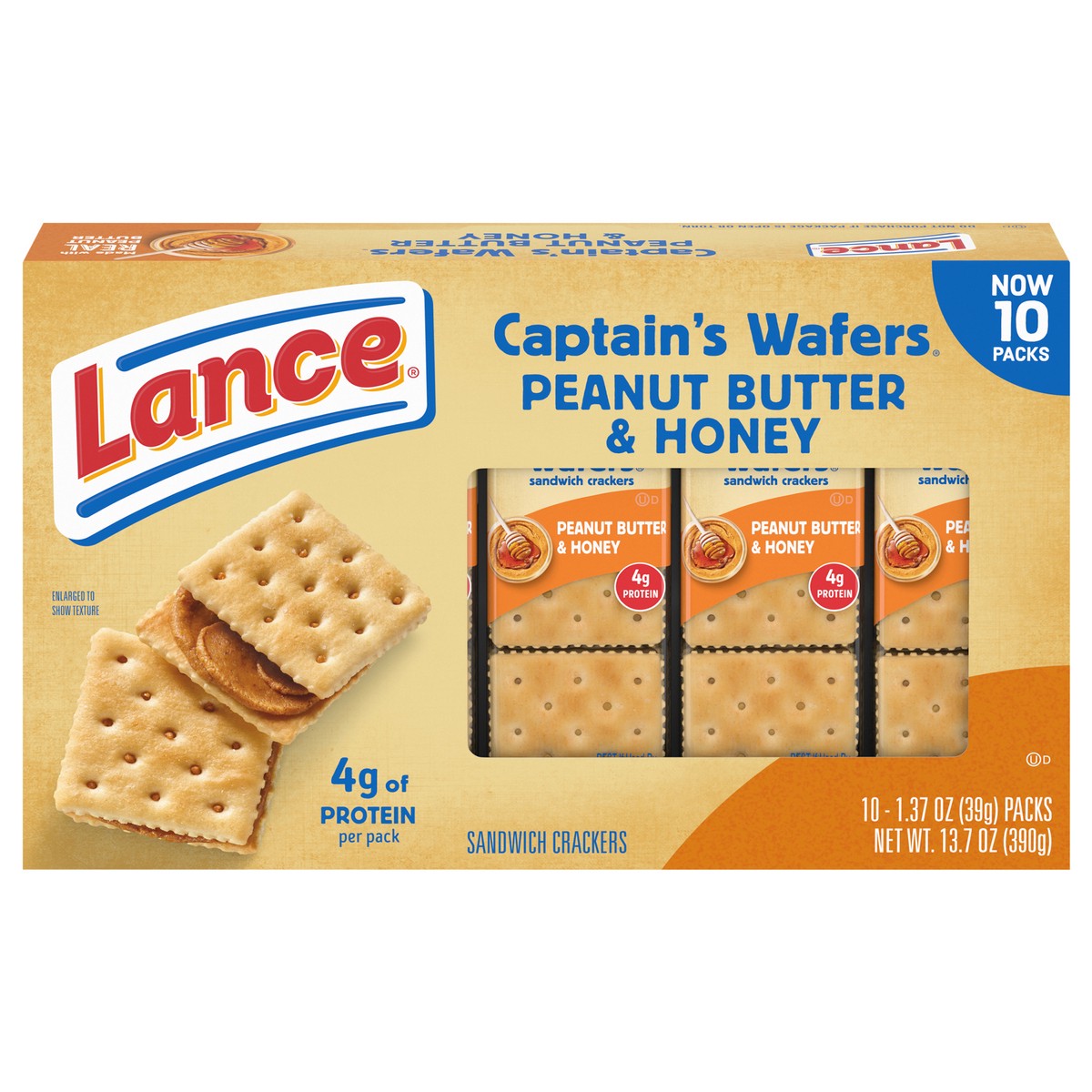 slide 6 of 13, Lance Captain's Wafers Peanut Butter and Honey Sandwich Crackers, 13.700 oz