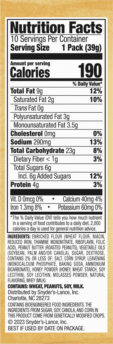 slide 4 of 13, Lance Captain's Wafers Peanut Butter and Honey Sandwich Crackers, 13.700 oz