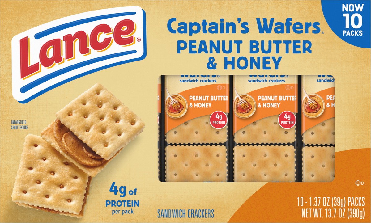 slide 3 of 13, Lance Captain's Wafers Peanut Butter and Honey Sandwich Crackers, 13.700 oz
