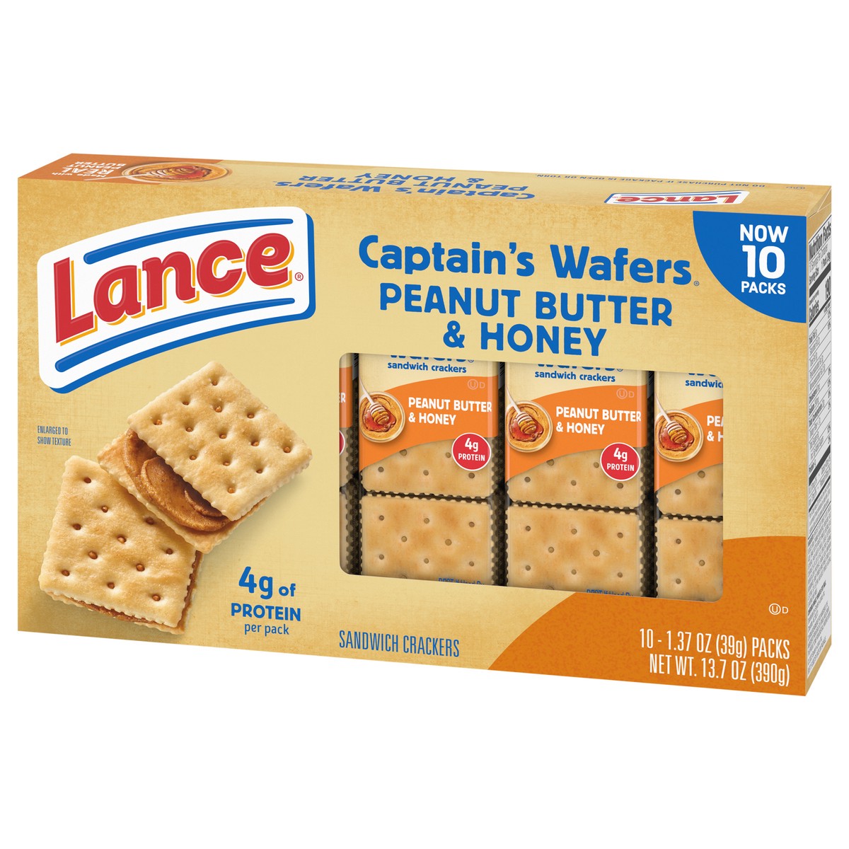 slide 9 of 13, Lance Captain's Wafers Peanut Butter and Honey Sandwich Crackers, 13.700 oz