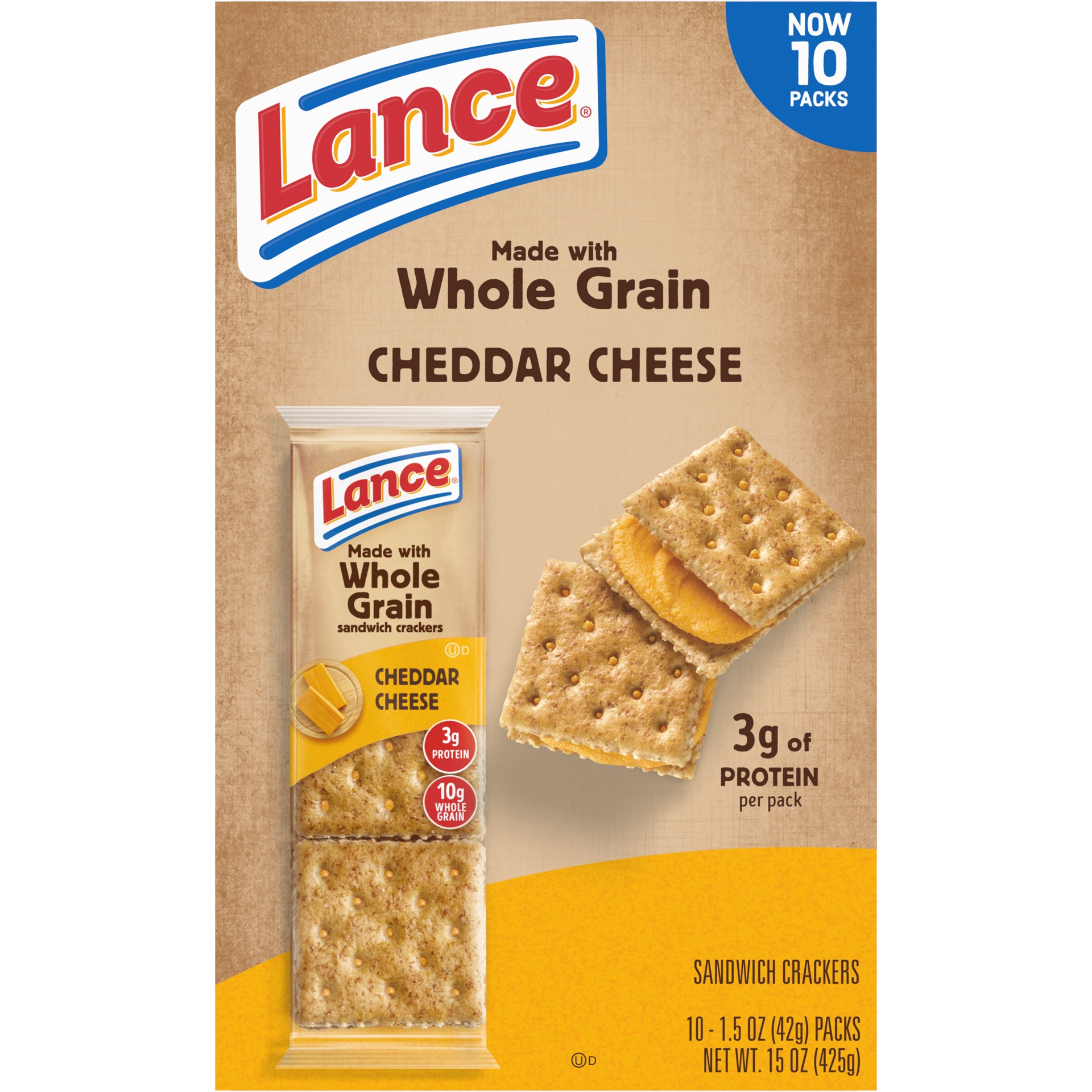 slide 4 of 5, Lance Baked with Whole Grain Cheddar Cheese Sandwich Crackers, 15.000 oz