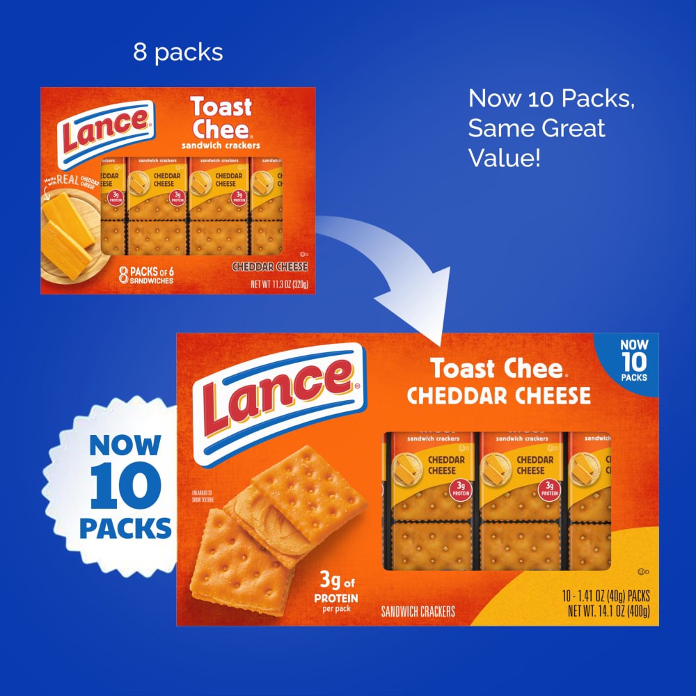 slide 2 of 5, Lance ToastChee Cheddar Sandwich Crackers, 14.100 oz