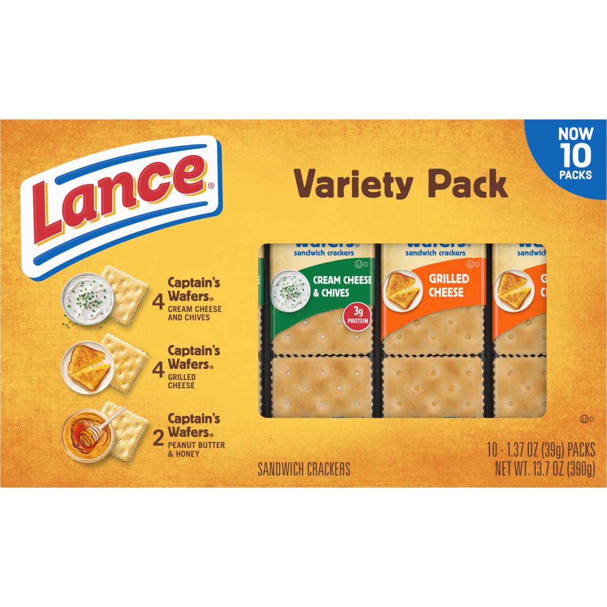 slide 4 of 11, Lance Captain's Wafers Sandwich Crackers Variety, 13.700 oz