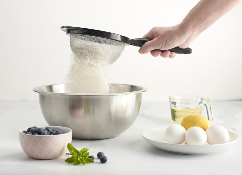 slide 3 of 3, Good Cook Touch Strainer - Black, 6 in