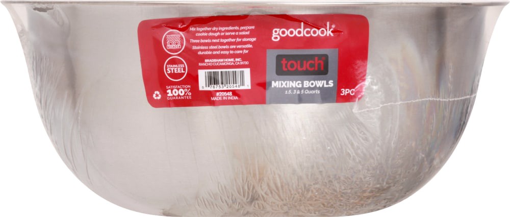 slide 2 of 3, Good Cook Touch Stainless Steel Bowl Set, 3 ct