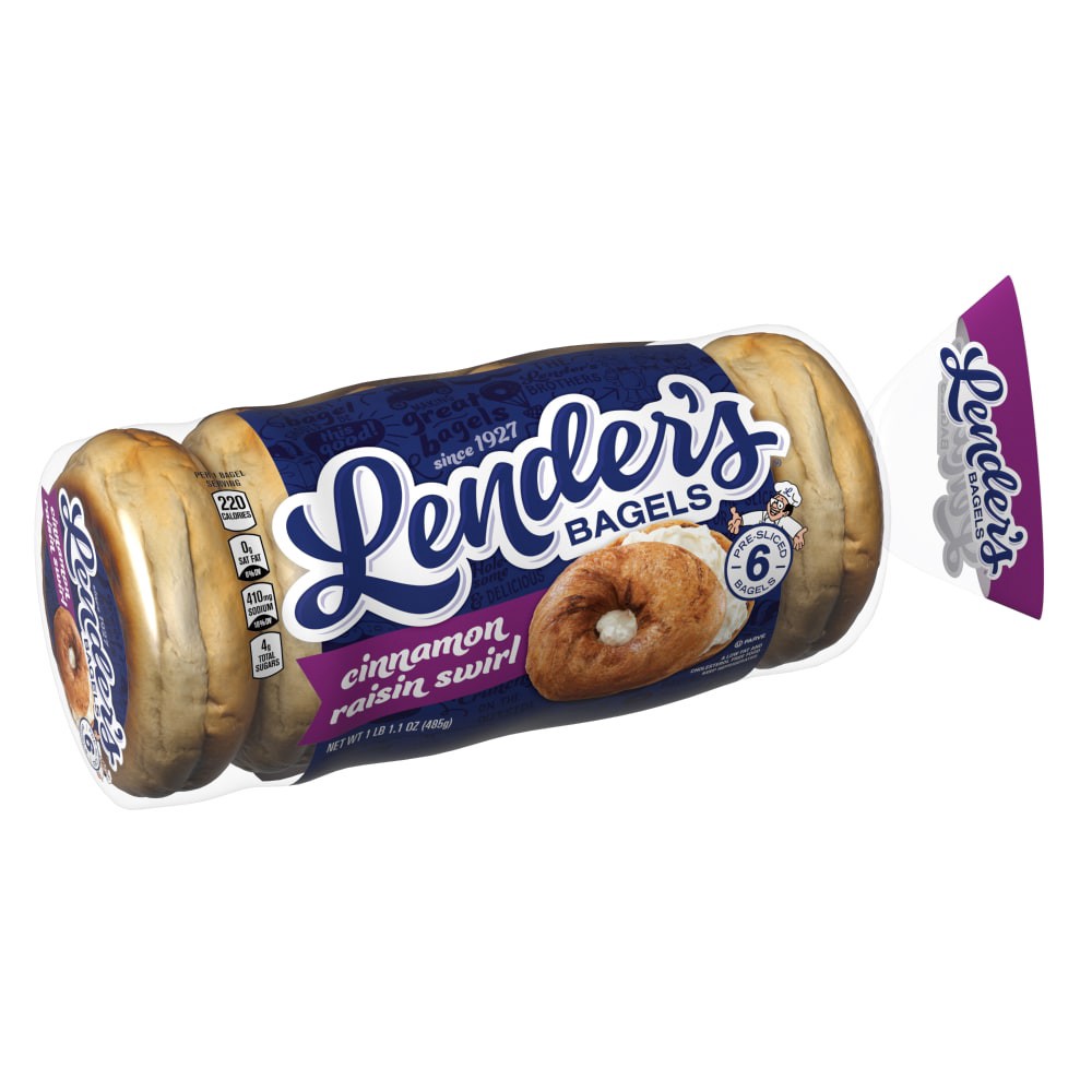 slide 2 of 2, Lender's Original Cinnamon Raisin Refrigerated Bagels, 6 count, 17.1 oz, 6 ct