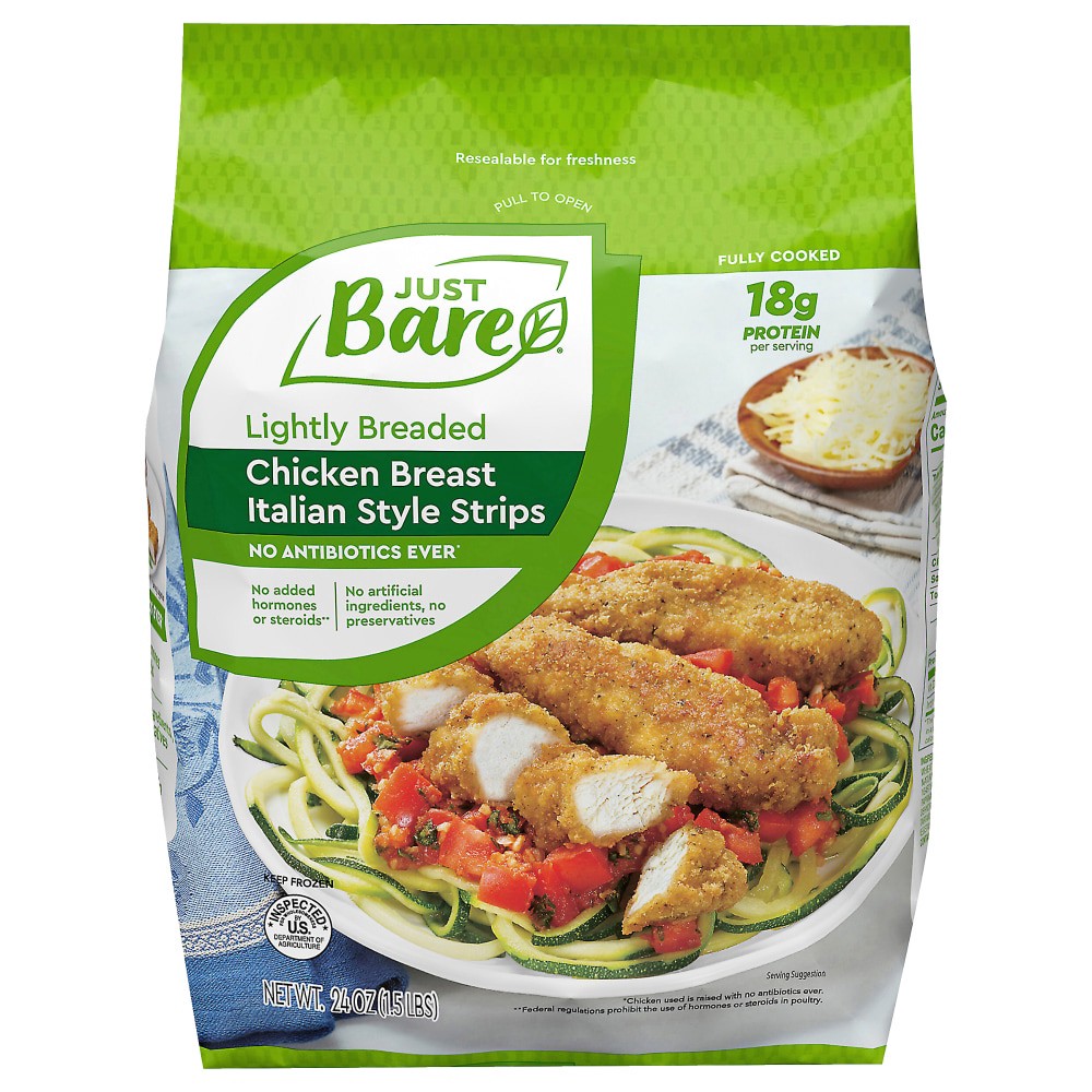 slide 4 of 4, Just Bare Lightly Breaded Italian Style Strips, 24 oz