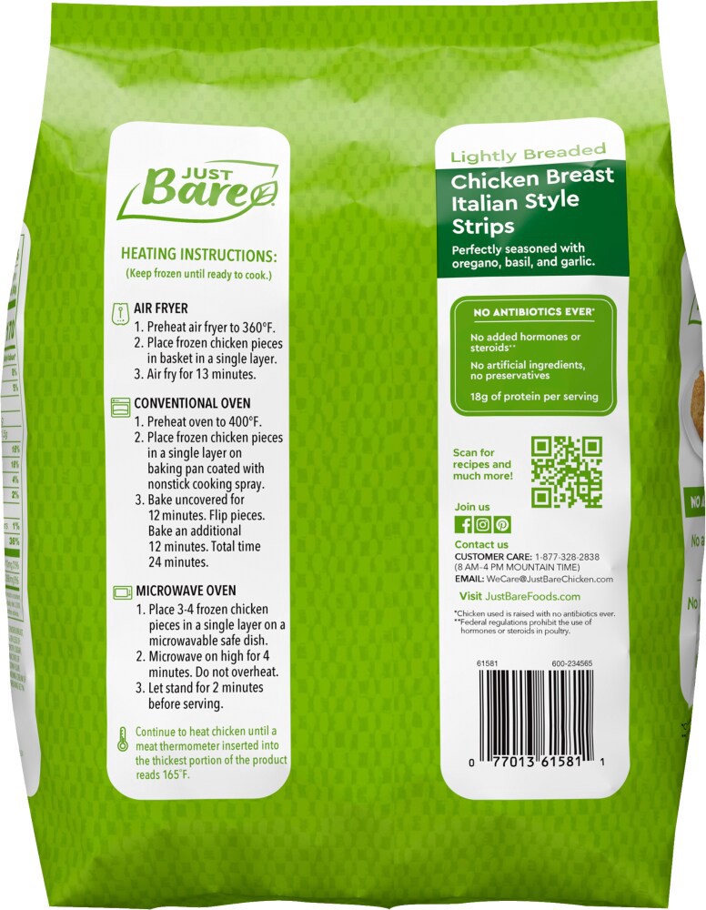 slide 2 of 3, Just Bare Lightly Breaded Italian Style Strips, 24 oz