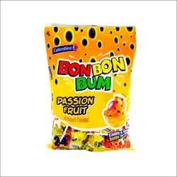 Colombina Bon Bon Bum Passion Fruit Lollipops With Bubble Gum Center 24 Ct