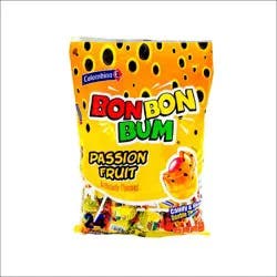 Colombina Bon Bon Bum Passion Fruit Lollipops With Bubble Gum Center 24 Ct