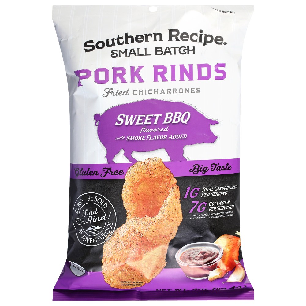 slide 2 of 2, Southern Recipe Small Batch Sweet BBQ Pork Rinds with Smoke Flavor Added - 4 oz, 4 oz