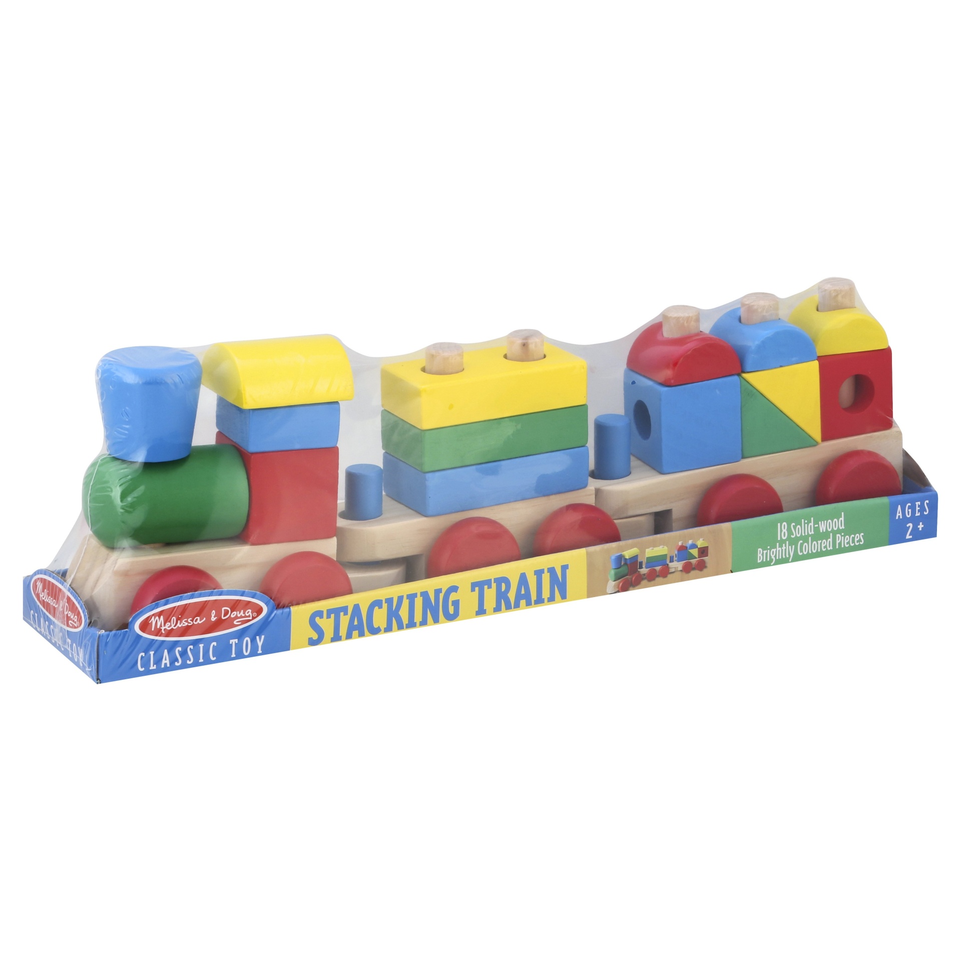 slide 1 of 6, Melissa & Doug Stacking Train - Classic Wooden Toddler Toy, 18 ct