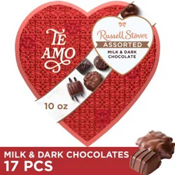 RUSSELL STOVER Valentine's Day "TE AMO" Assorted Milk & Dark Chocolate Candy Gift Box