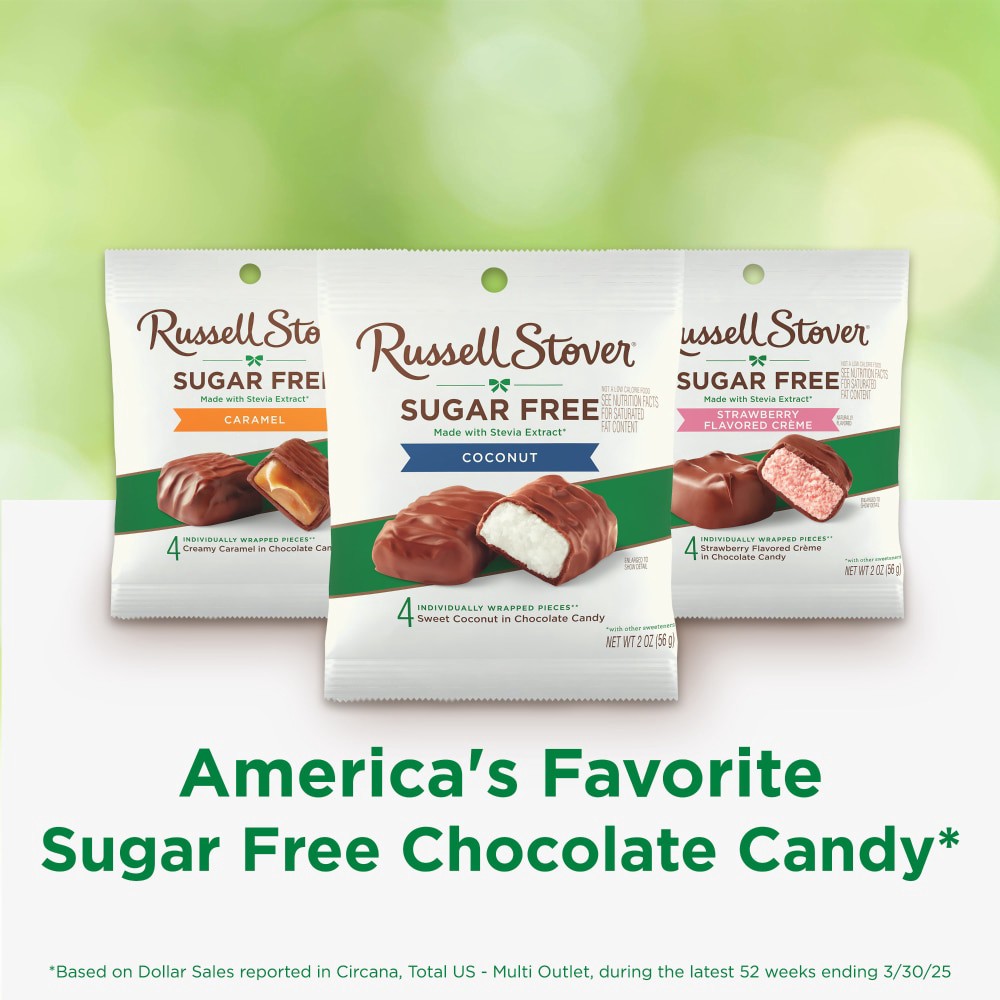 slide 5 of 6, RUSSELL STOVER Sugar Free Coconut in Chocolate Candy, 2 oz. bag, 4 ct